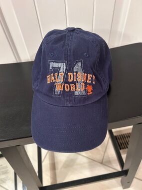 Unisex Disney Navy Blue Baseball Hat with Orange Embroidery